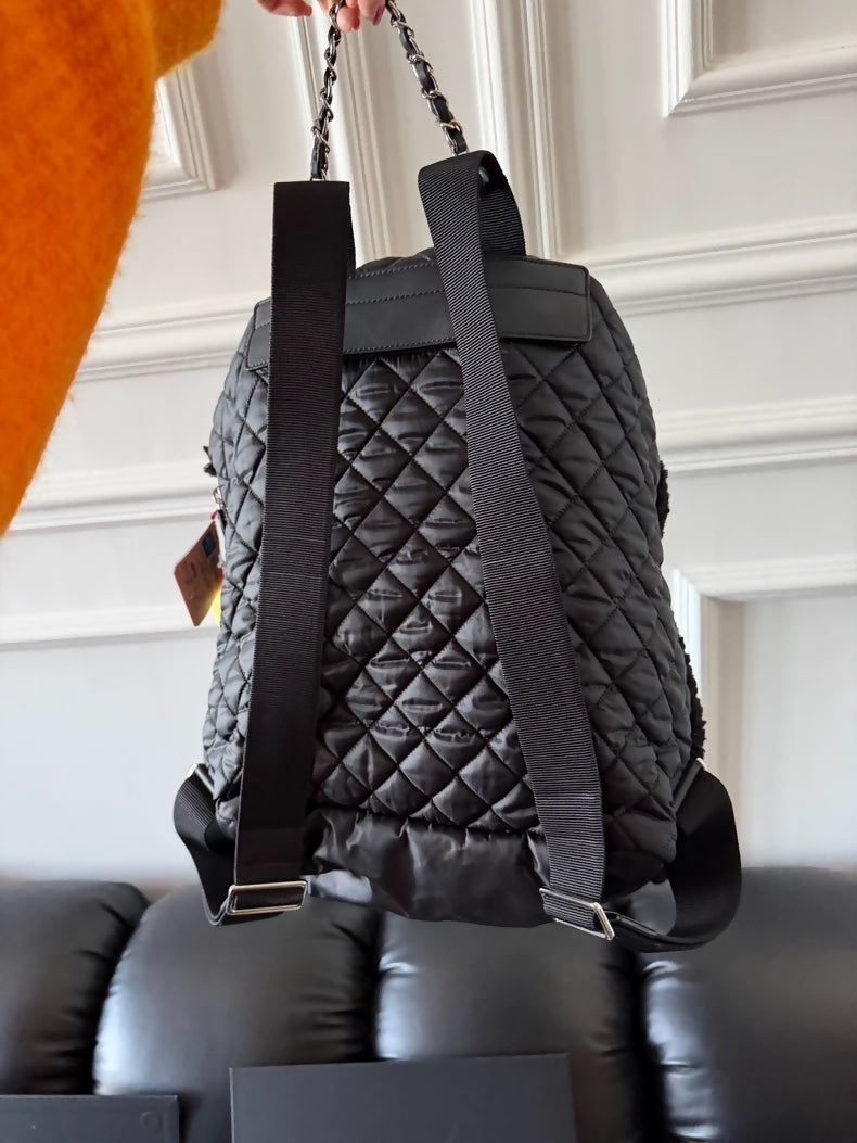 Chanel 2018 backpack in patchwork nylon and lambswool