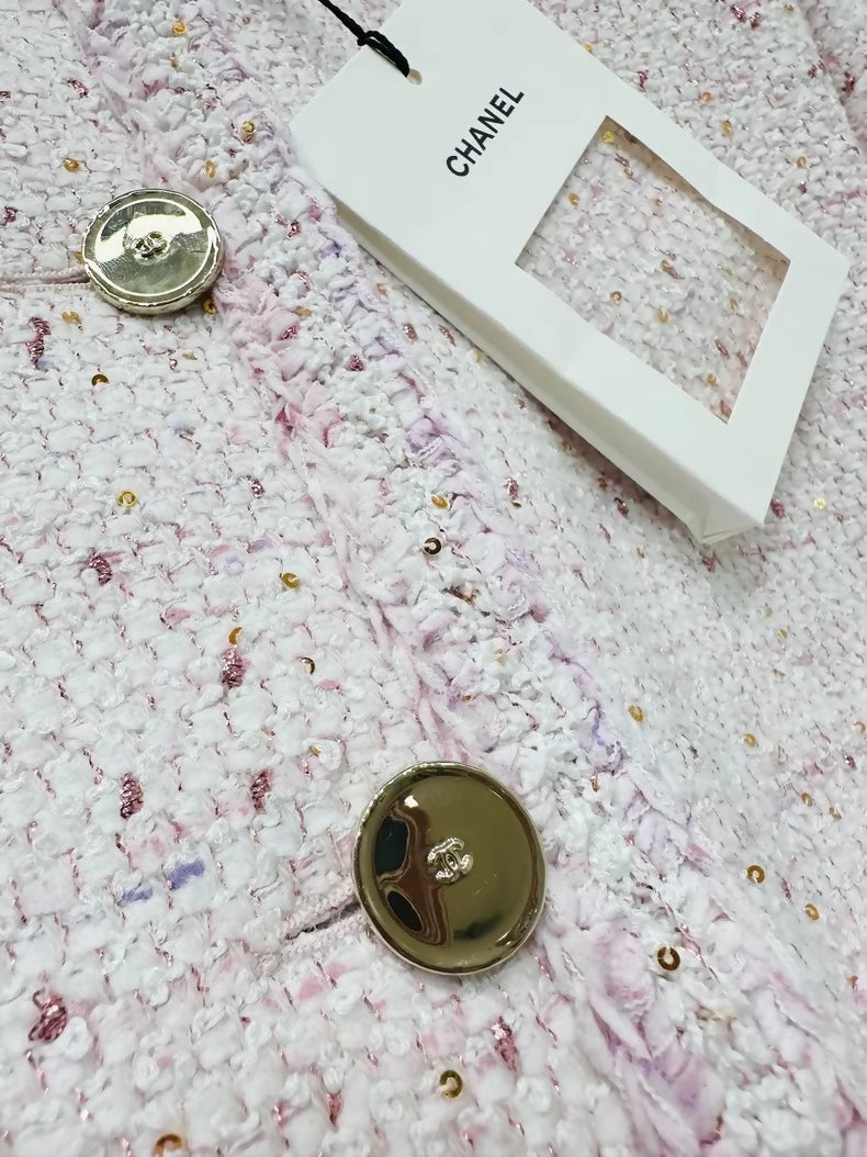 Chanel 26P pastel pink tweed jacket