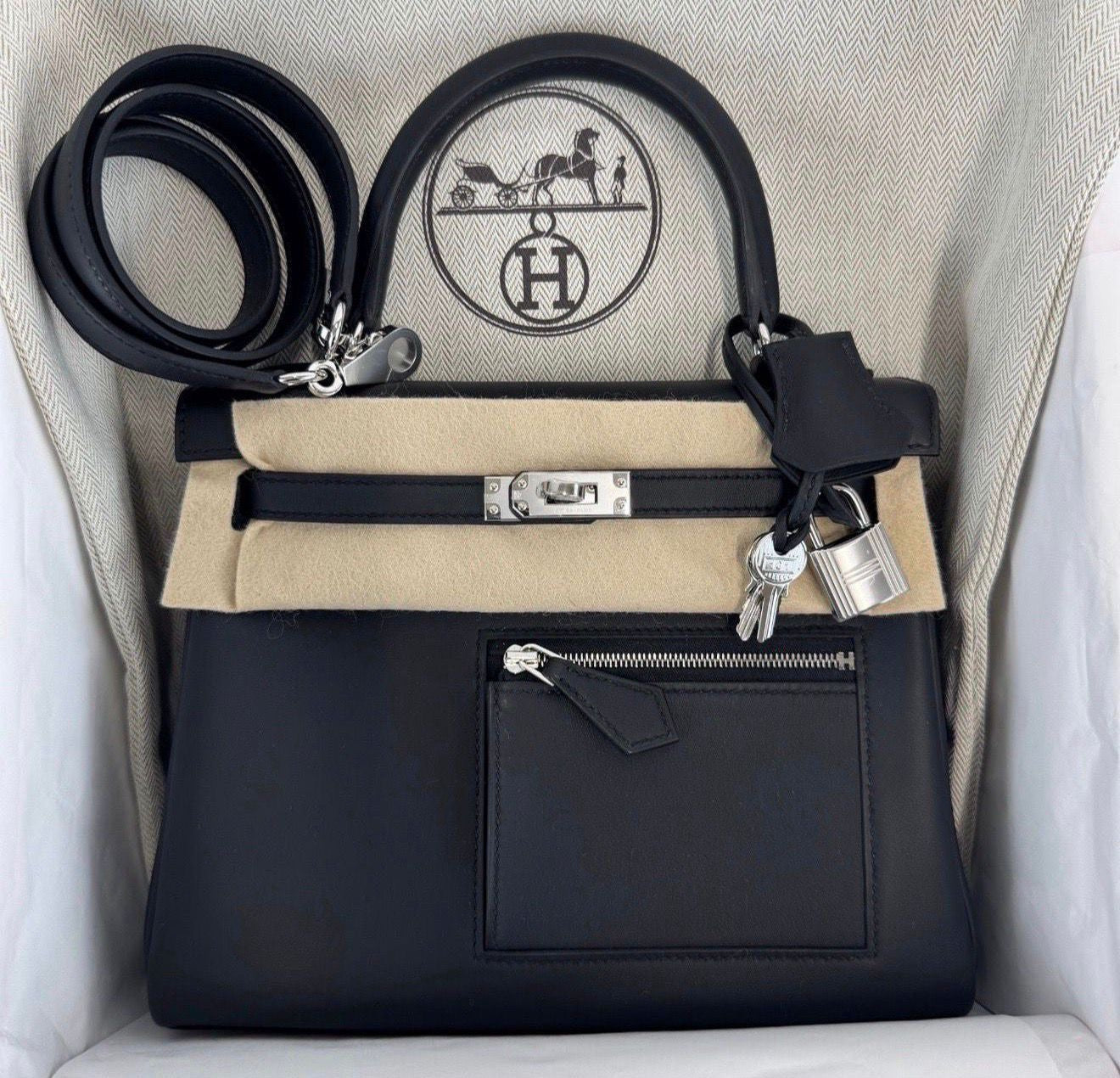 Hermes Kelly 25 Colormatic Black Swift Palladium hardware