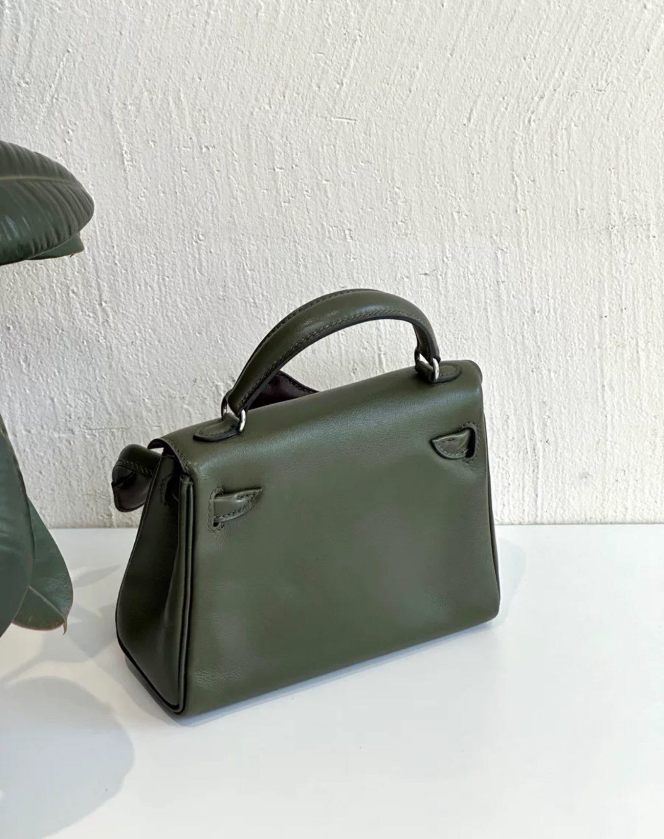 Hermès Kelly Doll Olive Green Swift Leather Palladium Hardware