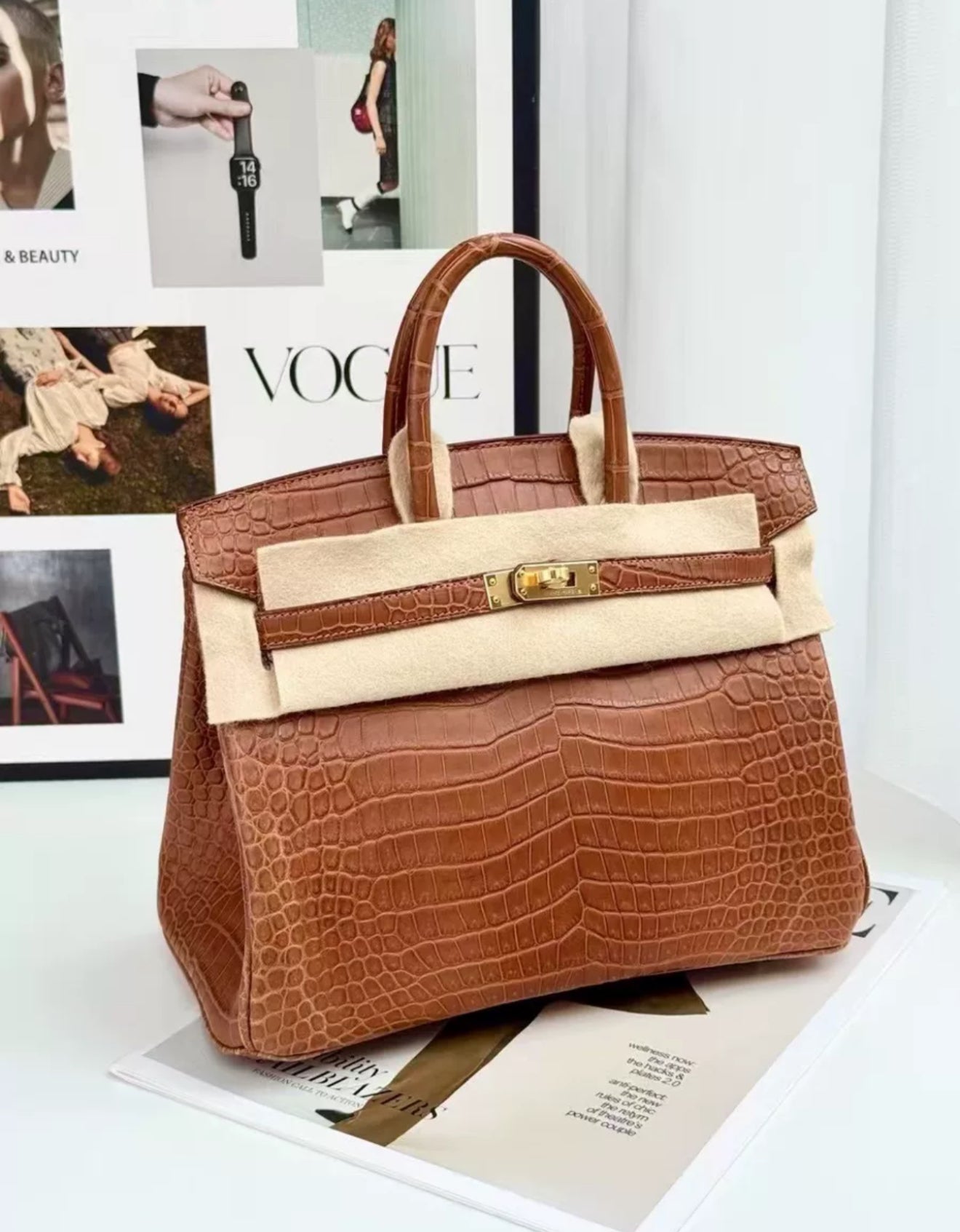 Hermès Birkin 25 Gold Matte Porosus Crocodile Leather Gold Hardware