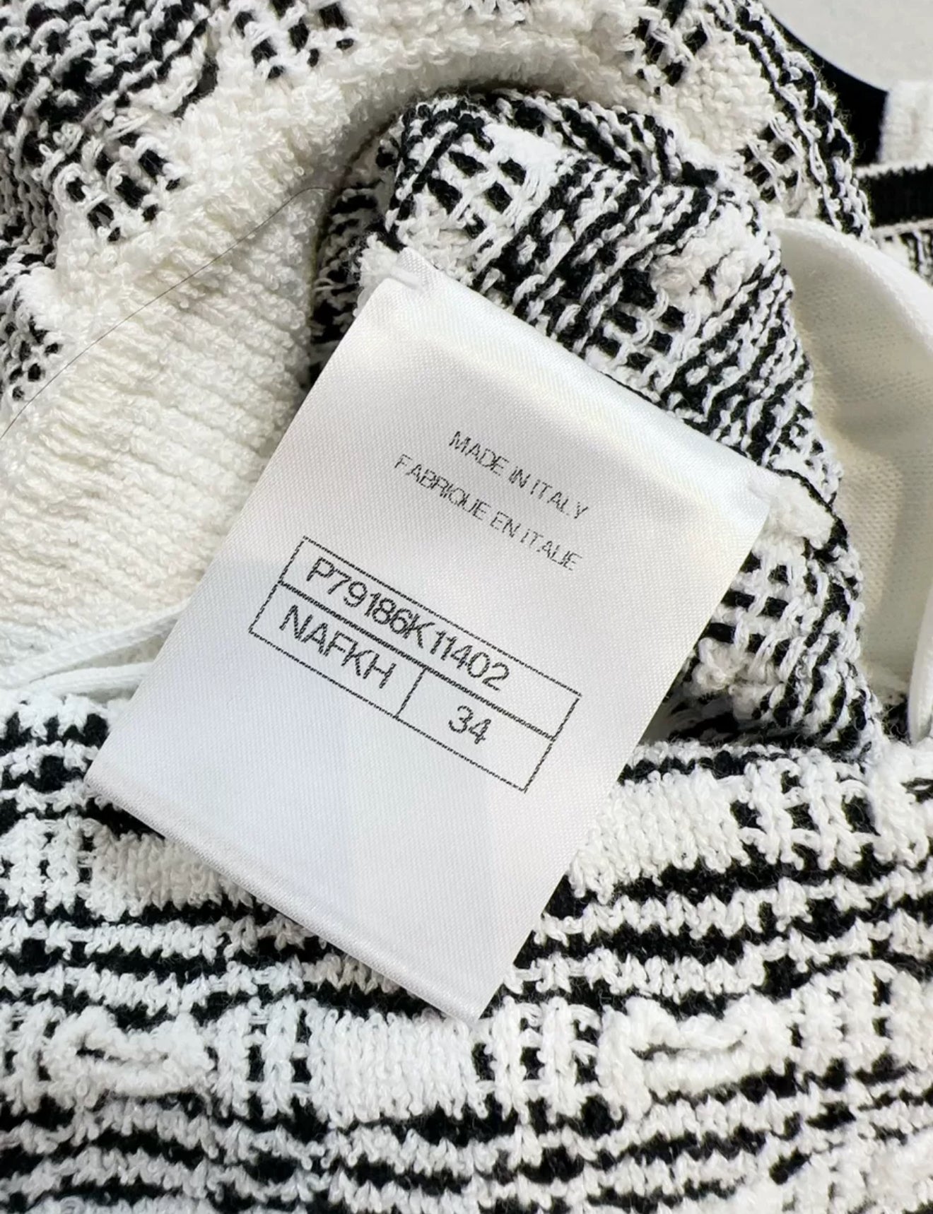 Chanel 25P Black & White Knitted Dress