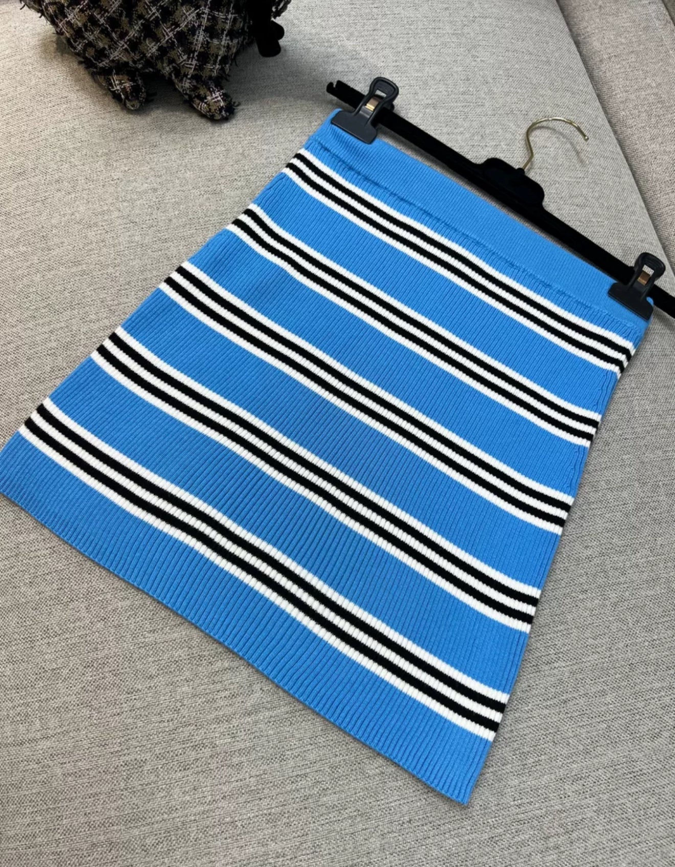 Chanel 24A blue striped knitted skirt