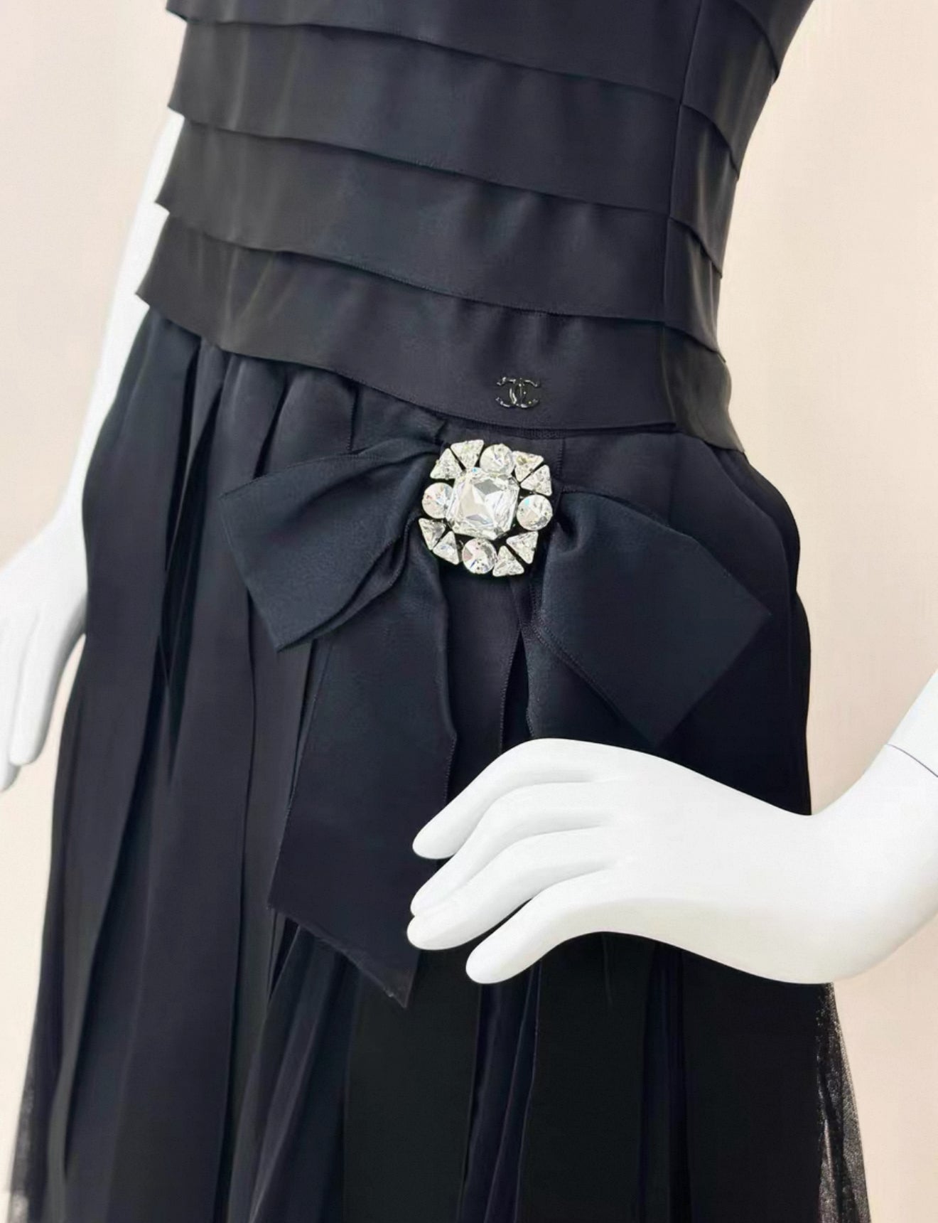 Chanel 06A black silk dress with crystals