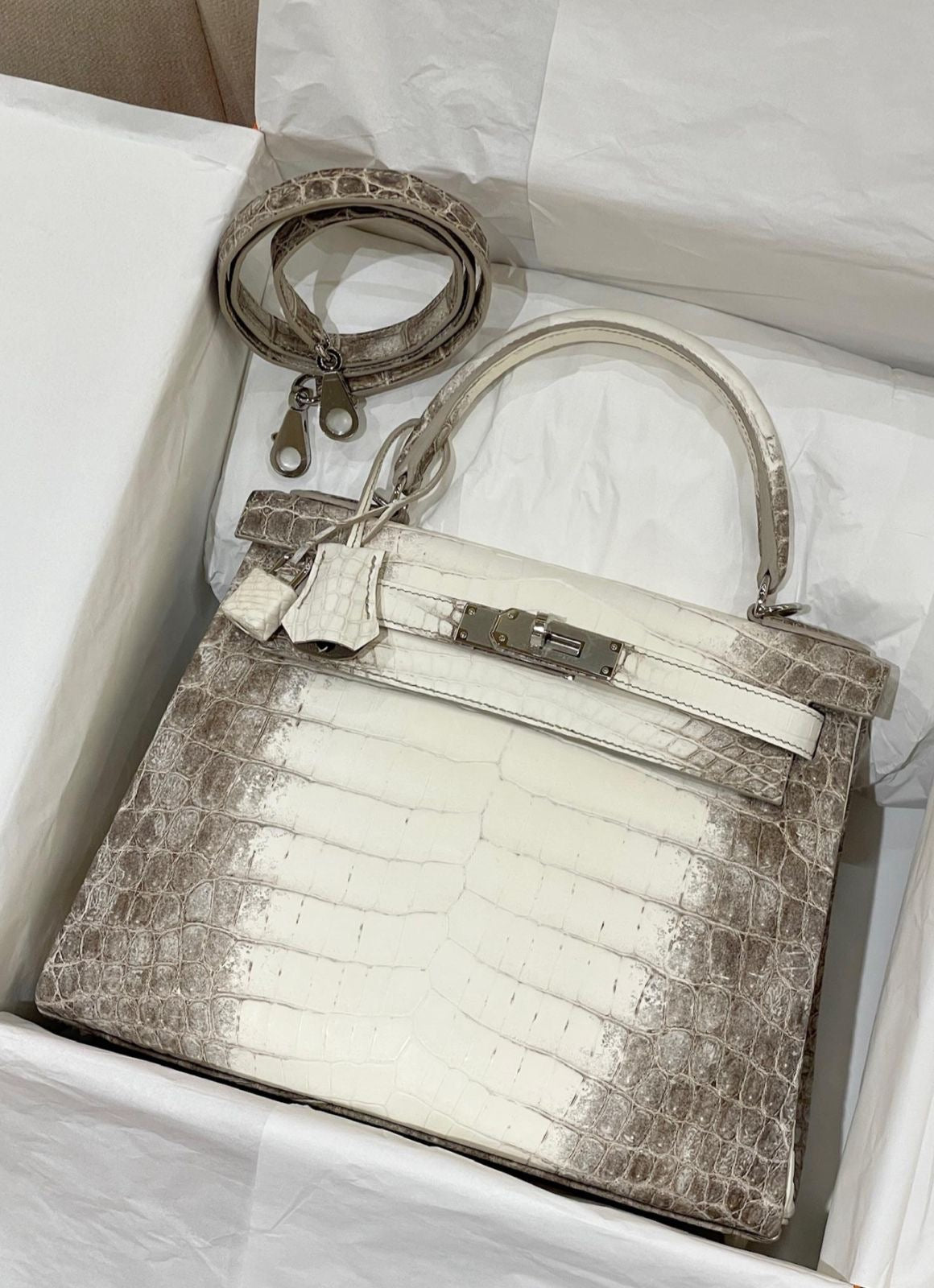 Hermes Kelly 28 Himalaya Matte Niloticus Palladium Hardware