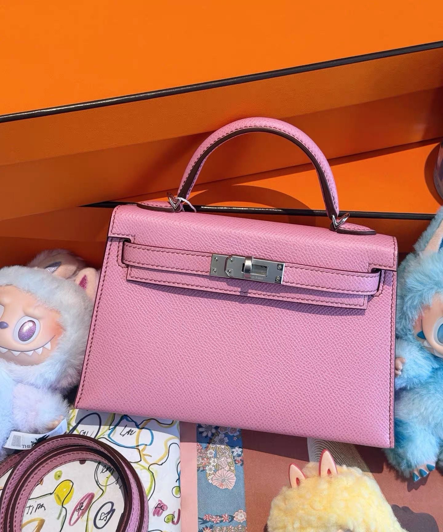 Hermès Mini Kelly Pink Bubblegum Epsom Leather Palladium  display picture 3