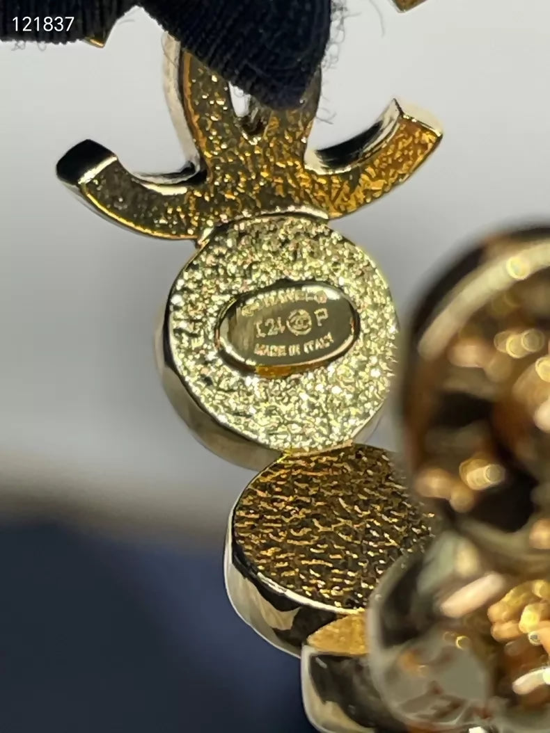 Chanel 24P gold hoop earrings