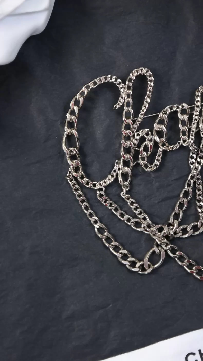 Chanel 2006 Silver Chain Letter Brooch