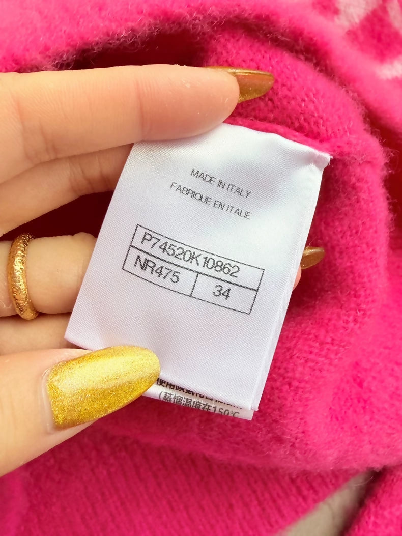 Chanel 23N Pink Cashmere Ski Sweater