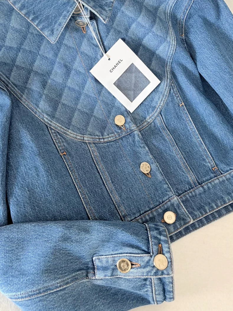 Chanel 22B quilted denim jacket