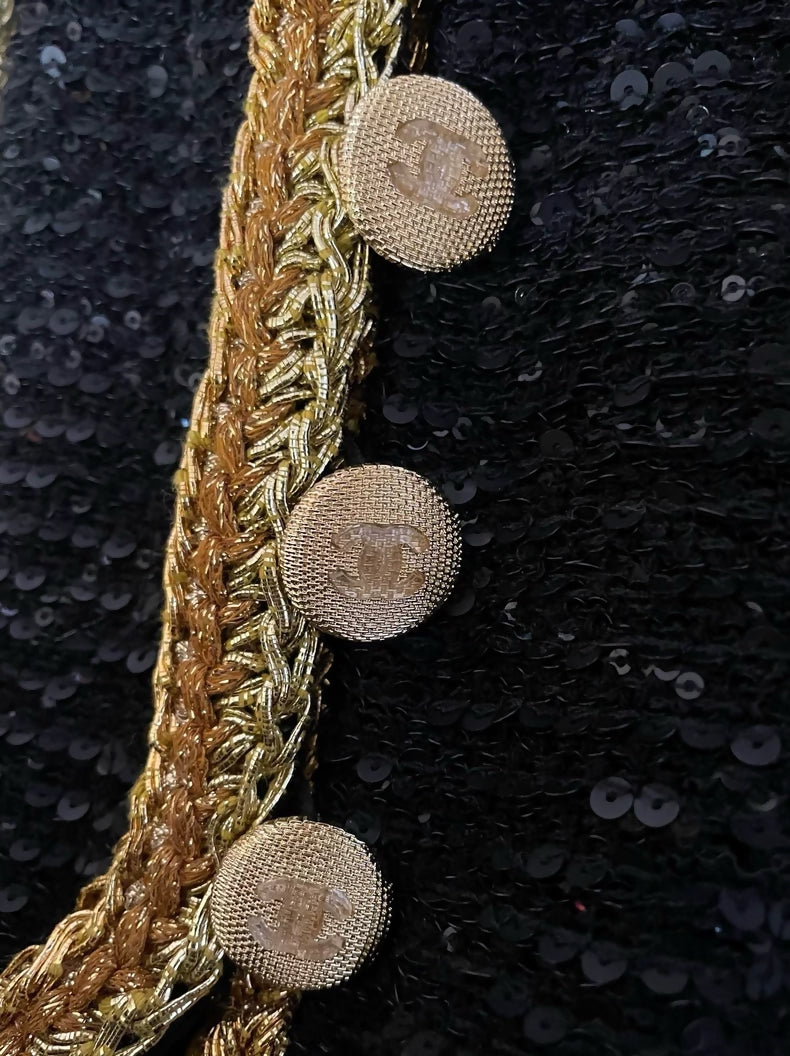 Chanel 22SS black and gold sequined jacket