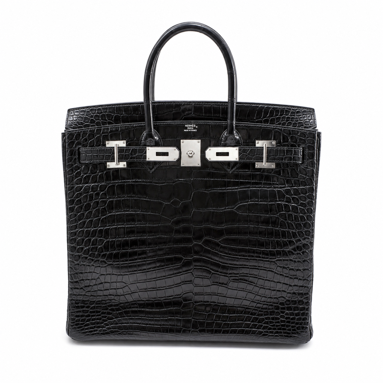 rare* Hermes Birkin HAC 50 Black Matte crocodile leather palladium hardware