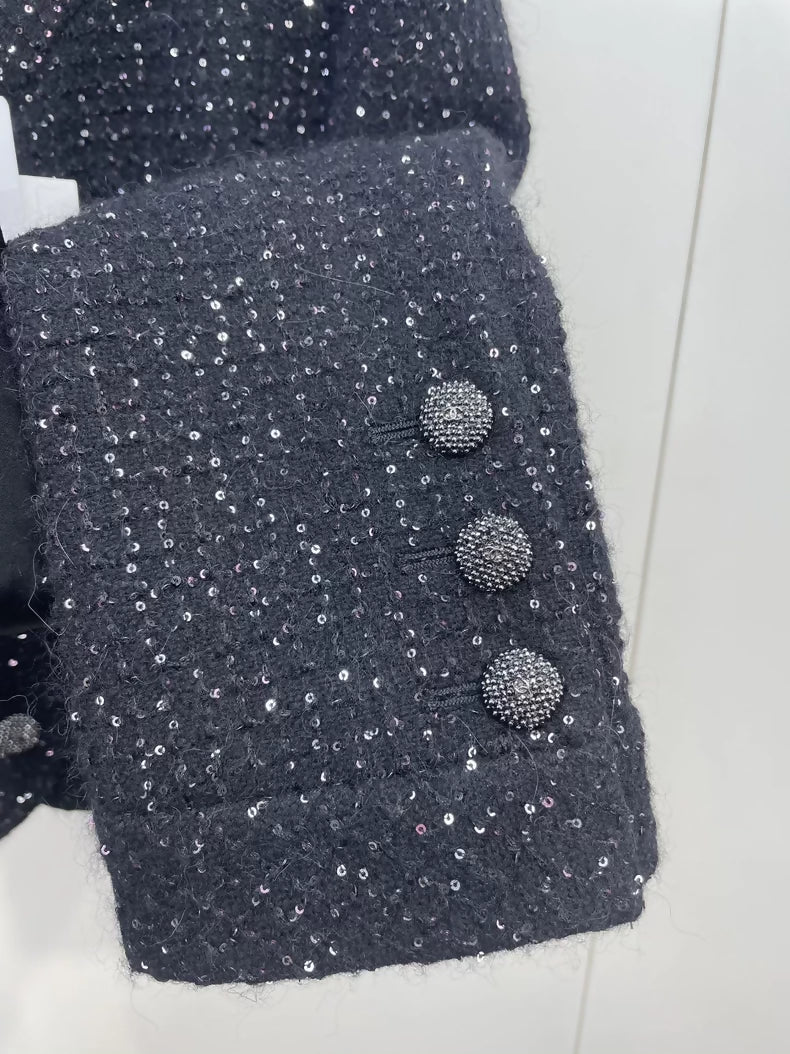 Chanel 25B sequined V-neck knit cardigan