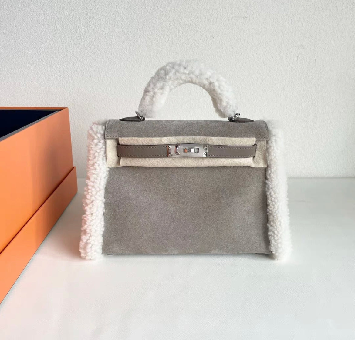 HERMES Veau Grizzly Mouton Shearling Swift Teddy Mini Kelly 20