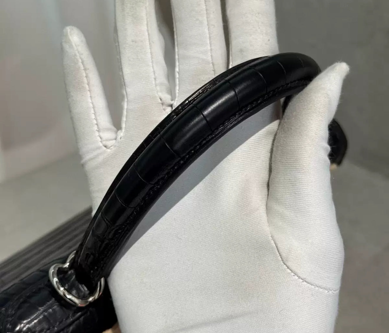 Hermès Kelly 25 Black Matte Crocodile Leather Palladium Hardware