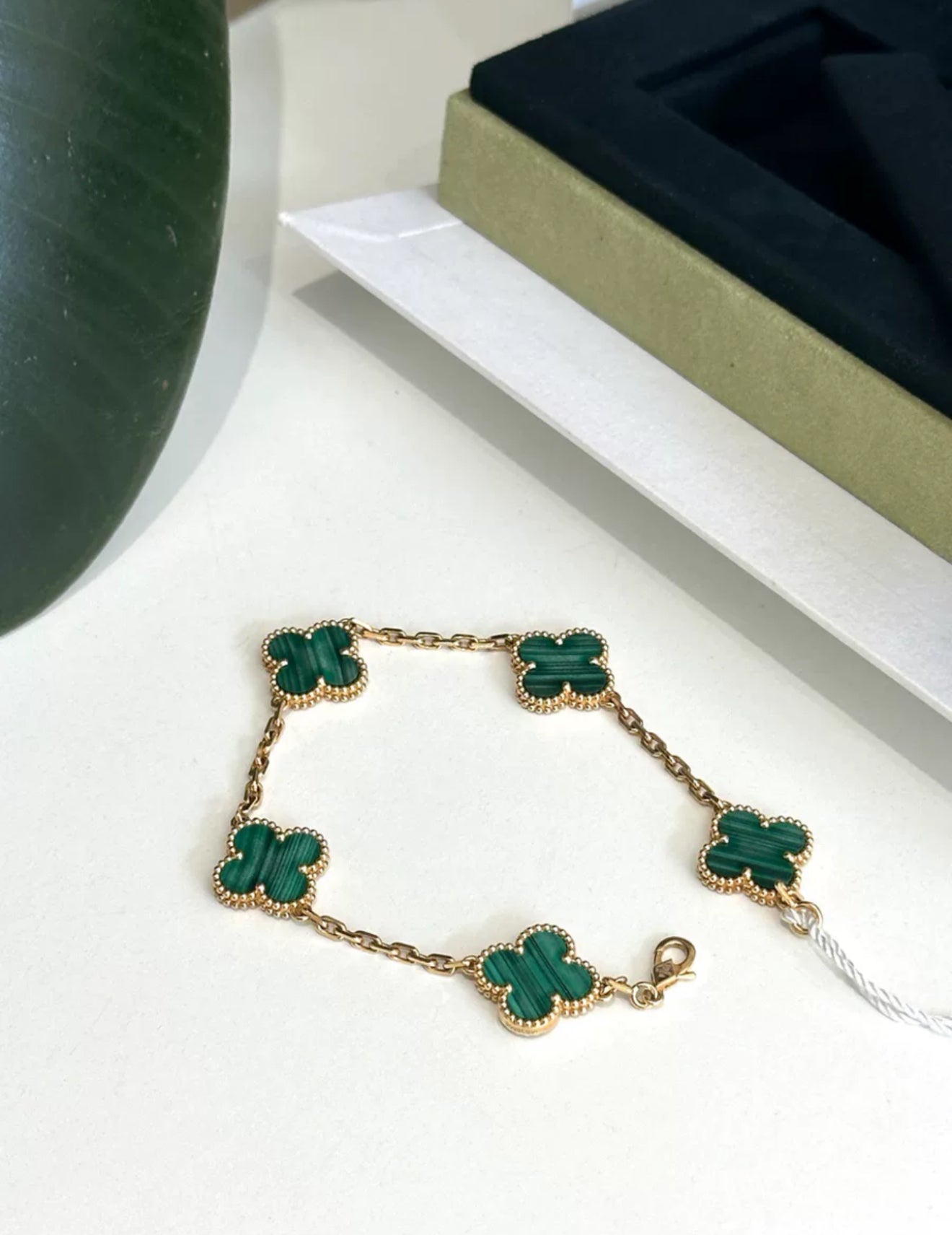 VAN CLEEF ARPELS VINTAGE ALHAMBRA BRACELET 5 MOTIFS GREEN 