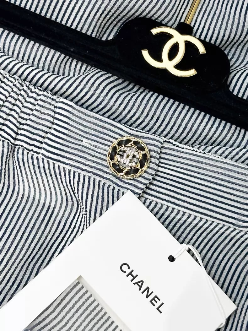 Chanel 22S blue striped pants