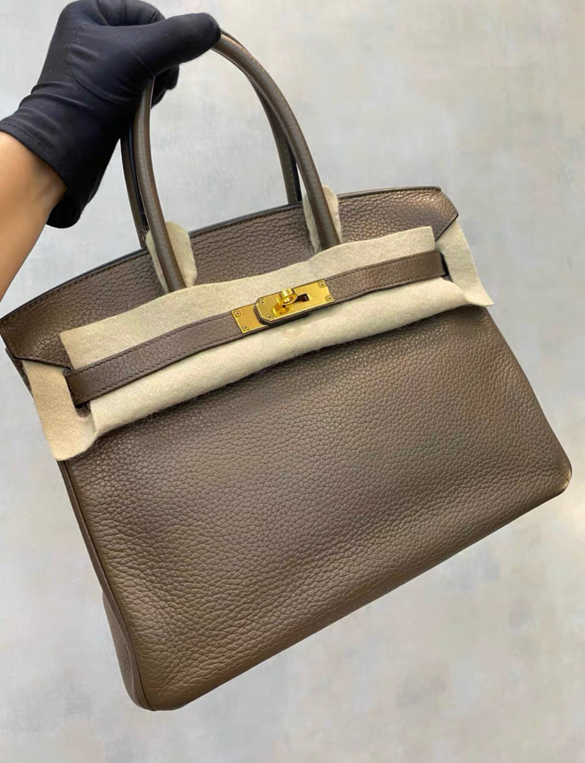 Hermes Birkin bag 30 Etoupe grey Togo leather Gold hardware