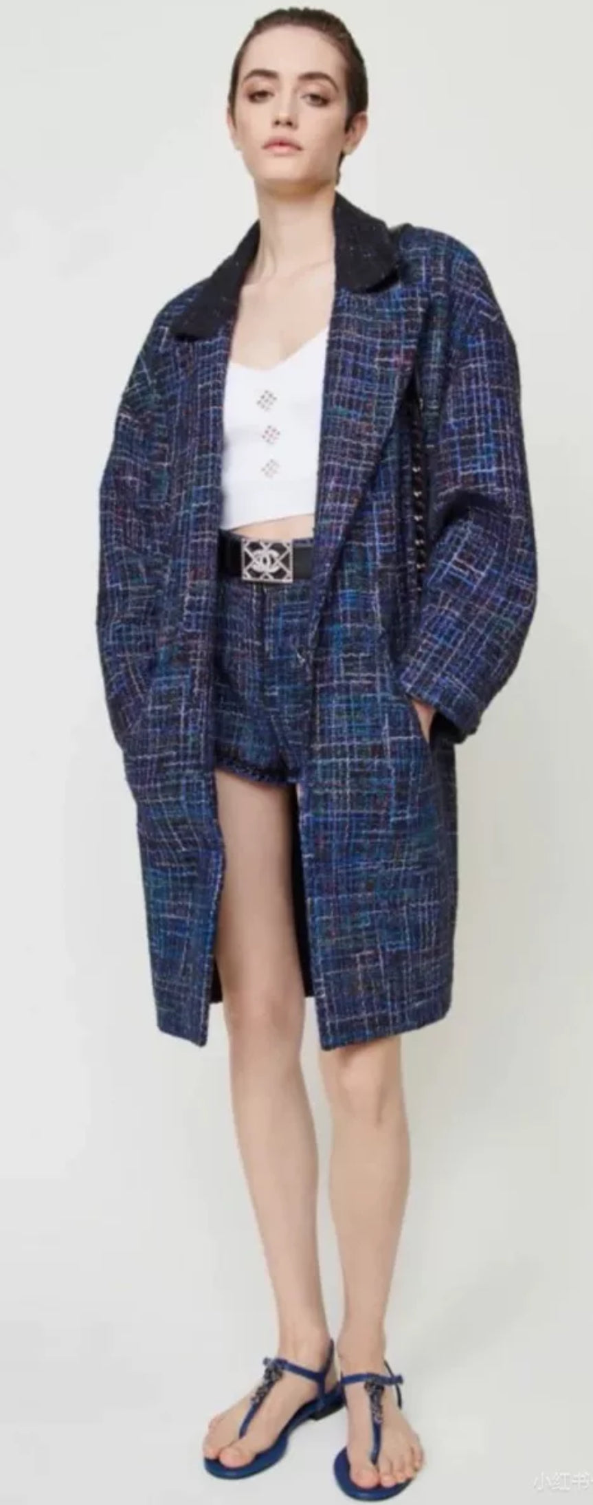 Chanel 22S Blue tweed Coat