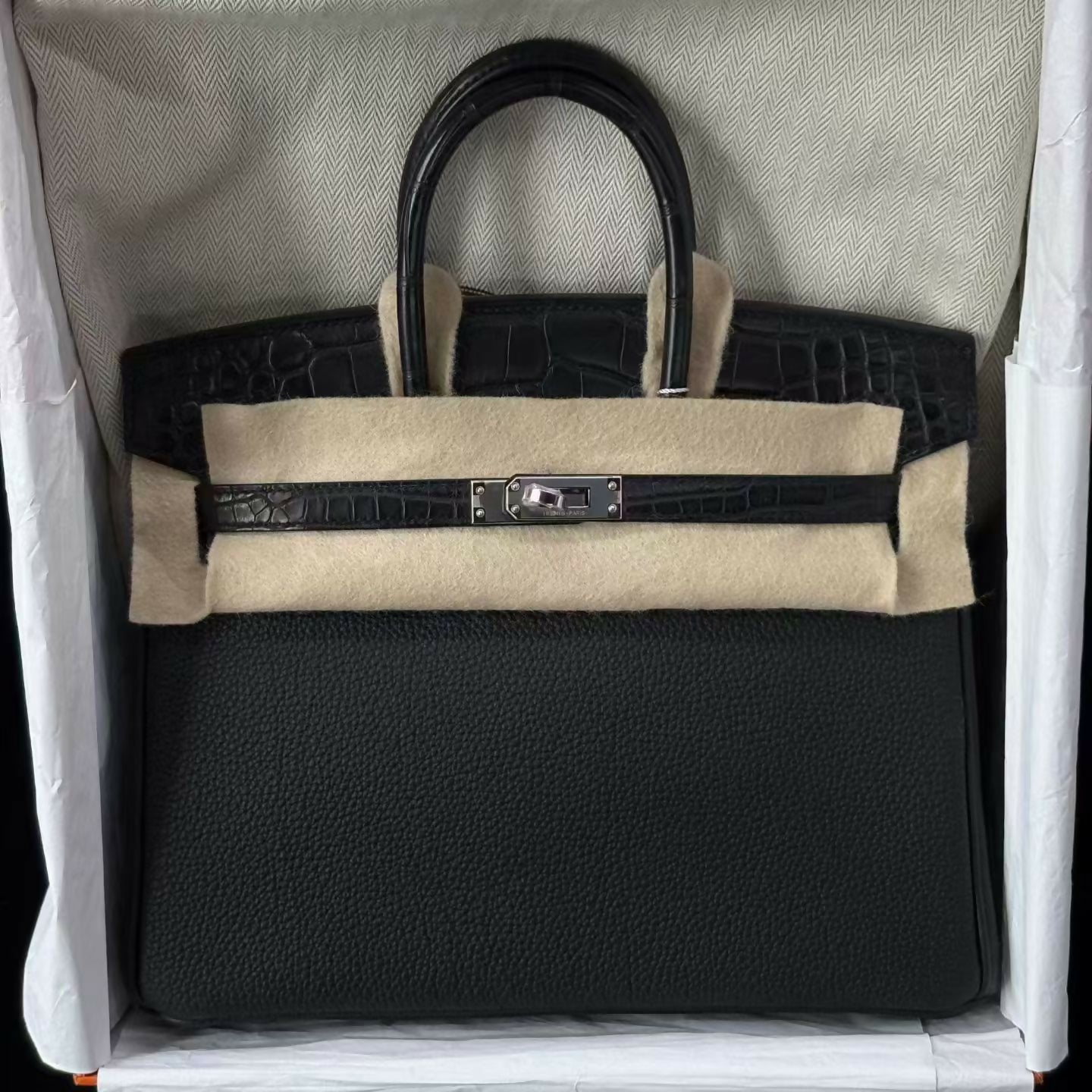 Hermès Birkin 25 Touch Noir Togo & Matte Alligator with Palladium Hardware
