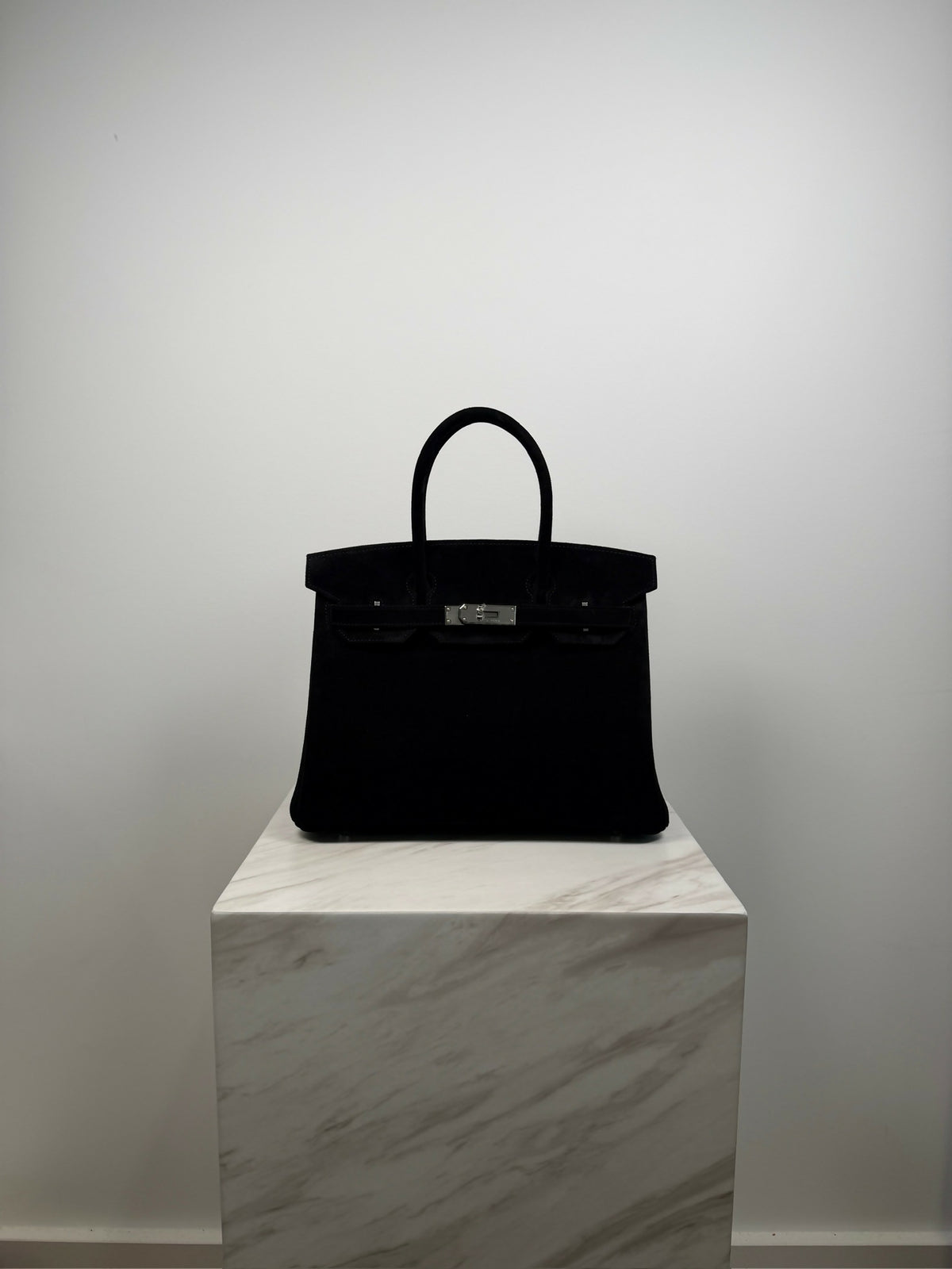 Hermès Birkin 30 Black Doblis Suede Palladium hardware