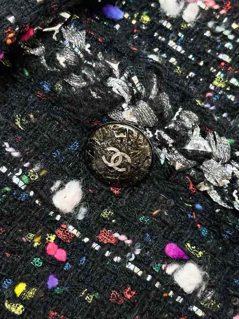 Chanel 14k Black Tweed Jacket