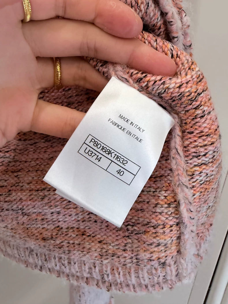 Chanel 25B Pink-Orange Cashmere Cardigan