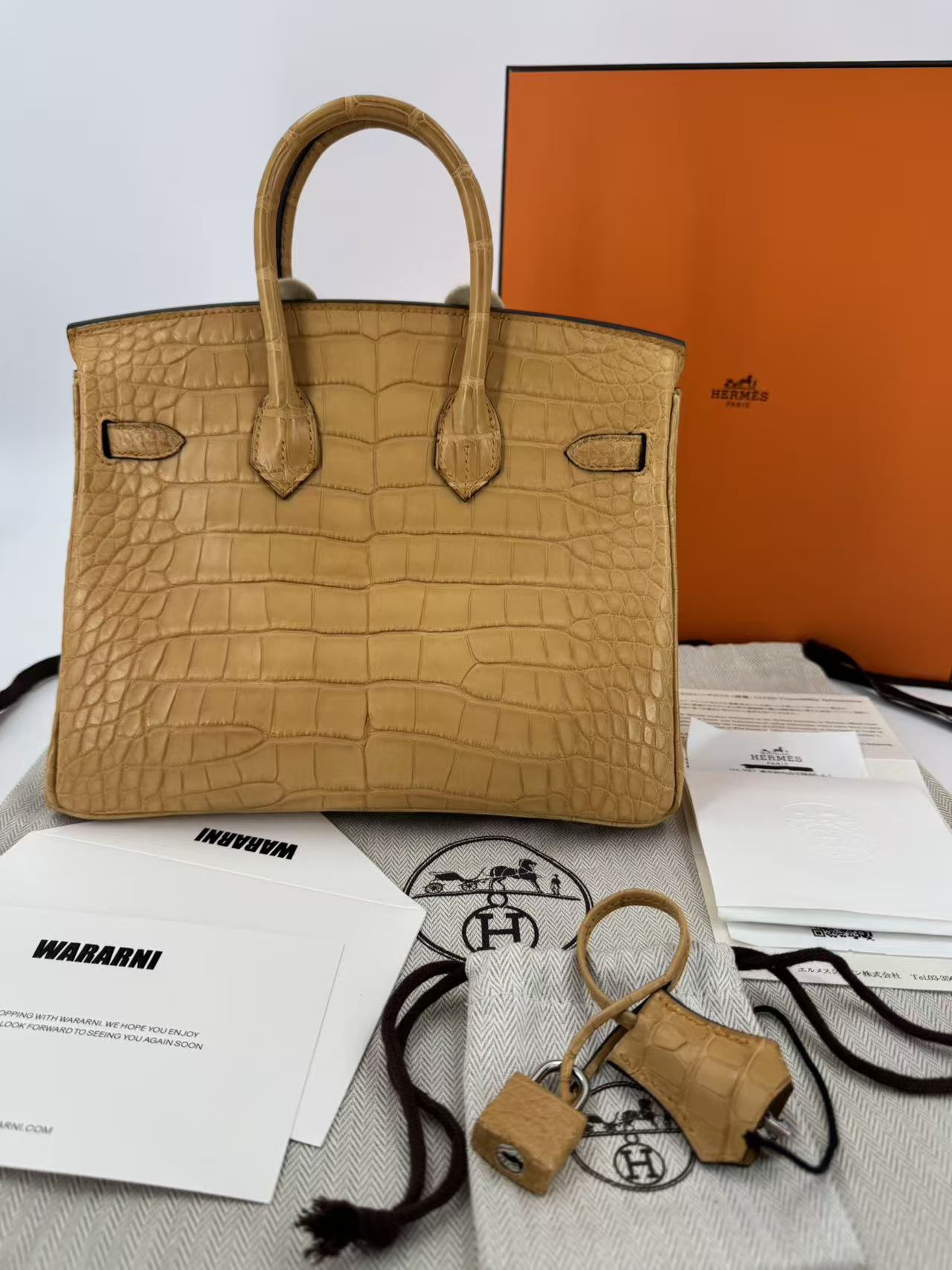 Hermes Birkin 25 Blond Matte Alligator Palladium hardware (new color)