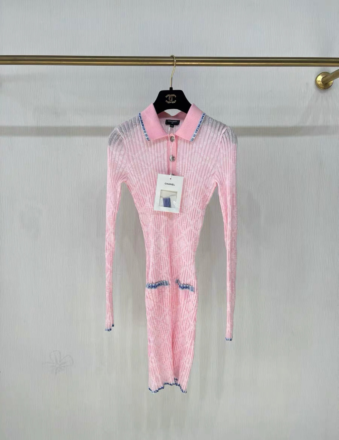 Chanel 24S pink stretch knitted dress, brand new with tag size 34 Chanel 24S pink stretch knitted dress, brand new with tag size 34