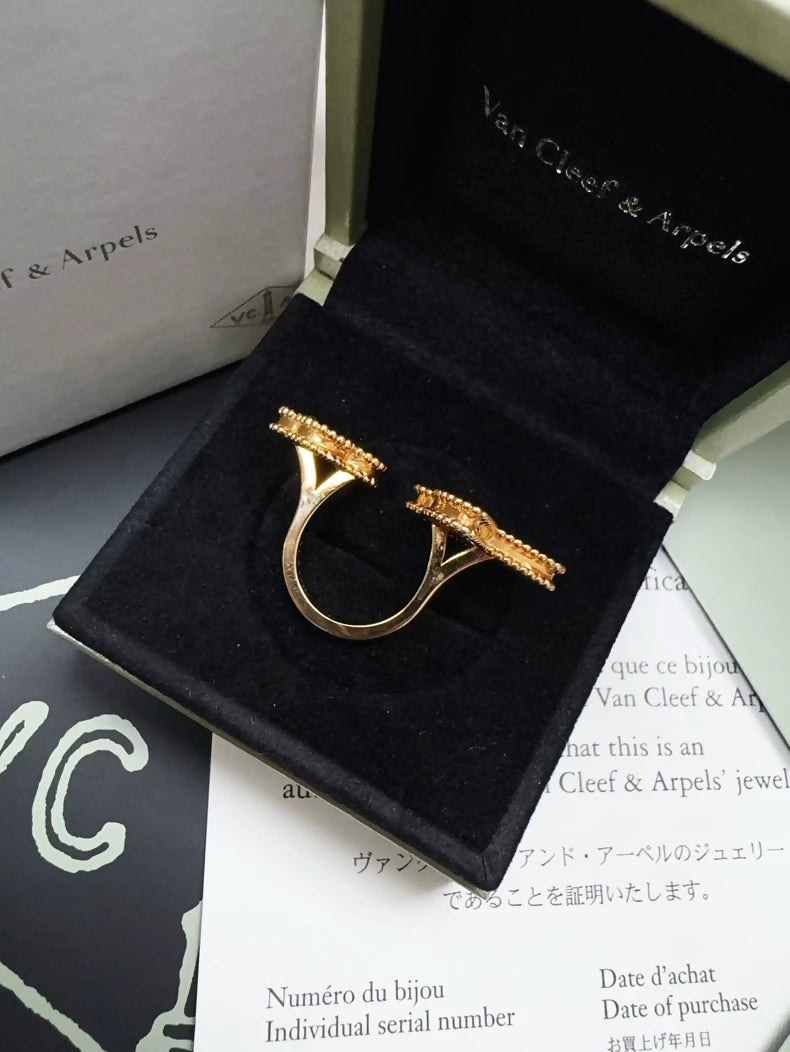 Van Cleef
Arpels VCA Mother of Pearl and Tiger
s Eye Ring, Ring Size 51