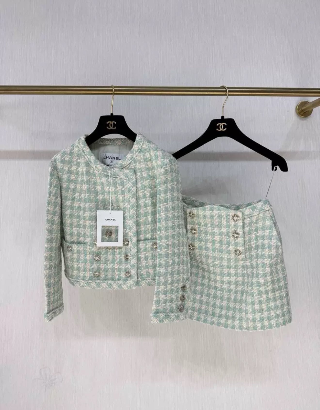 Chanel 23S Green Tweed jacket