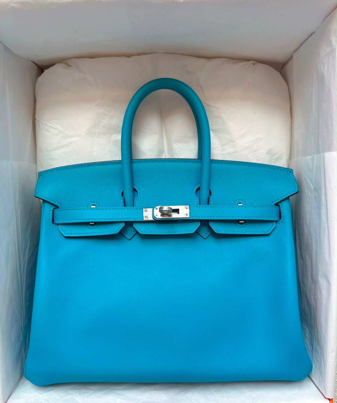 Hermes Birkin 25 Bleu Du Nord Swift Palladium Hardware