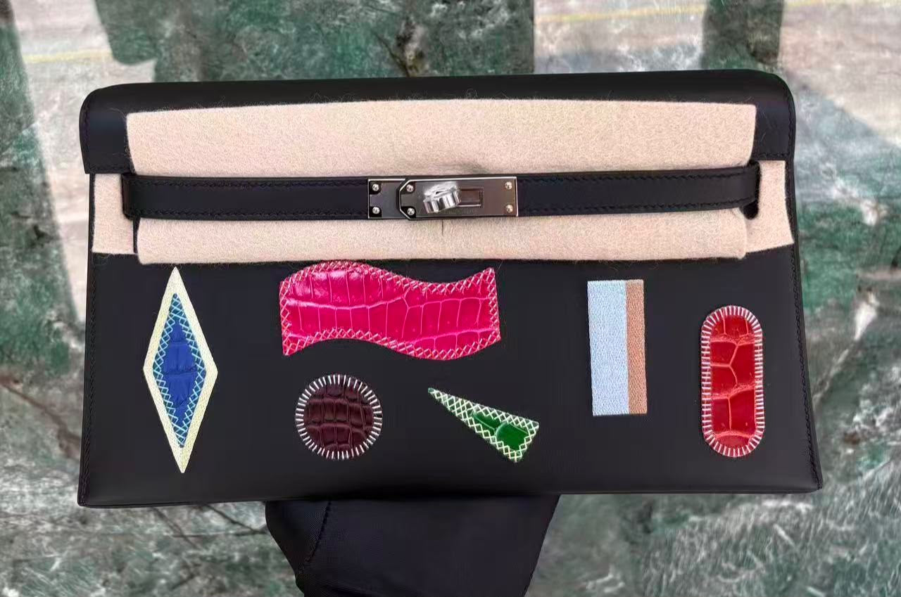 Hermes Kelly elan Broderie palladium hardware