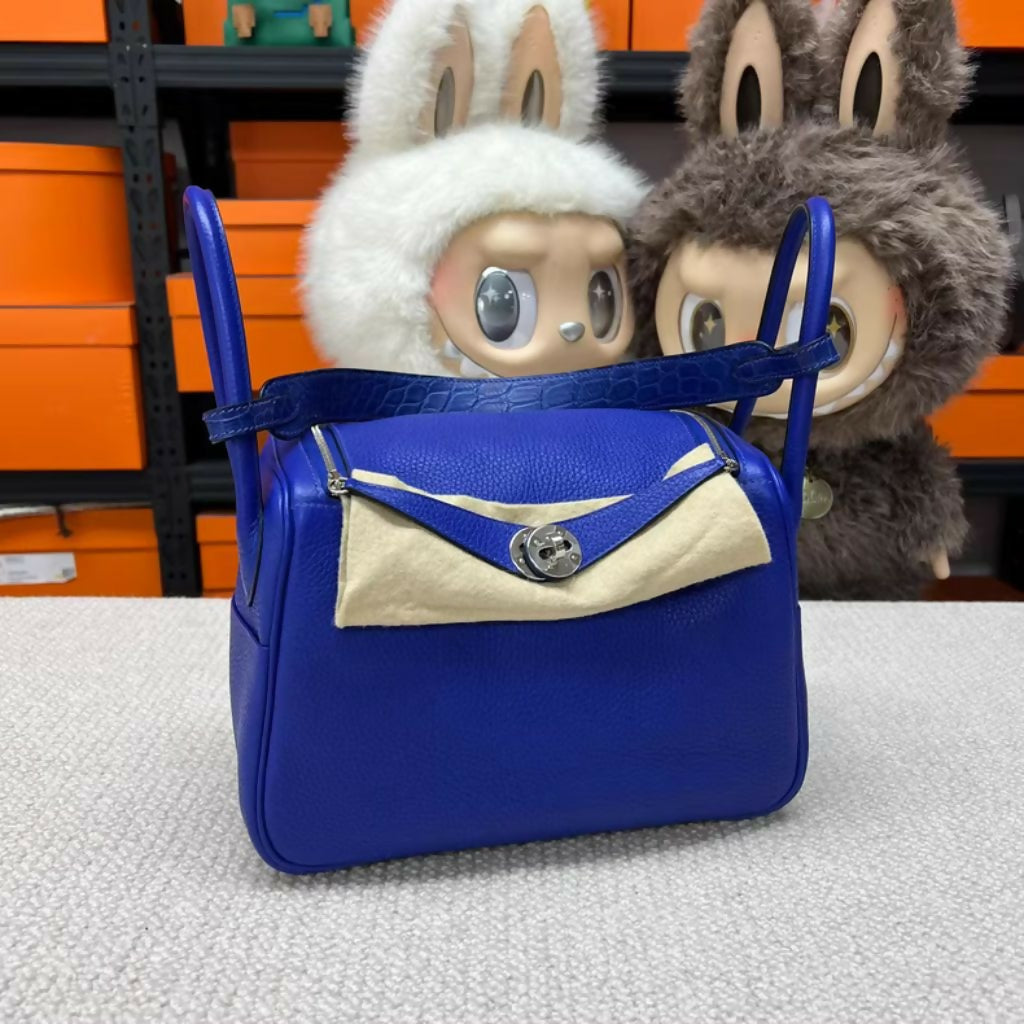Hermès Lindy 26 Electric Blue Matte Crocodile Touch Palladium