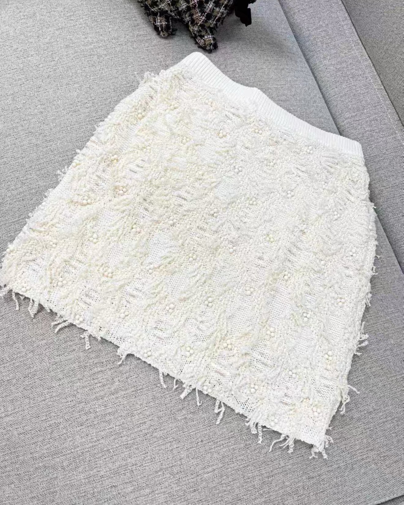 Chanel 21S ecru tweed skirt