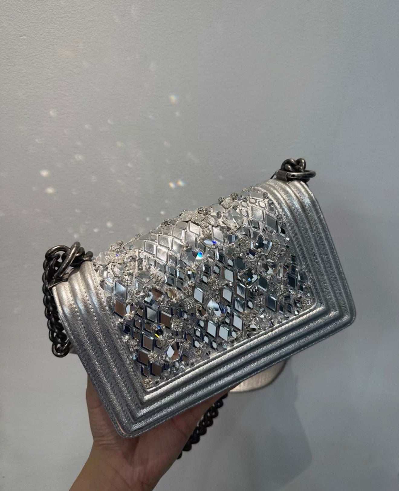 Chanel 2017 limited edition leboy in silver with crystals