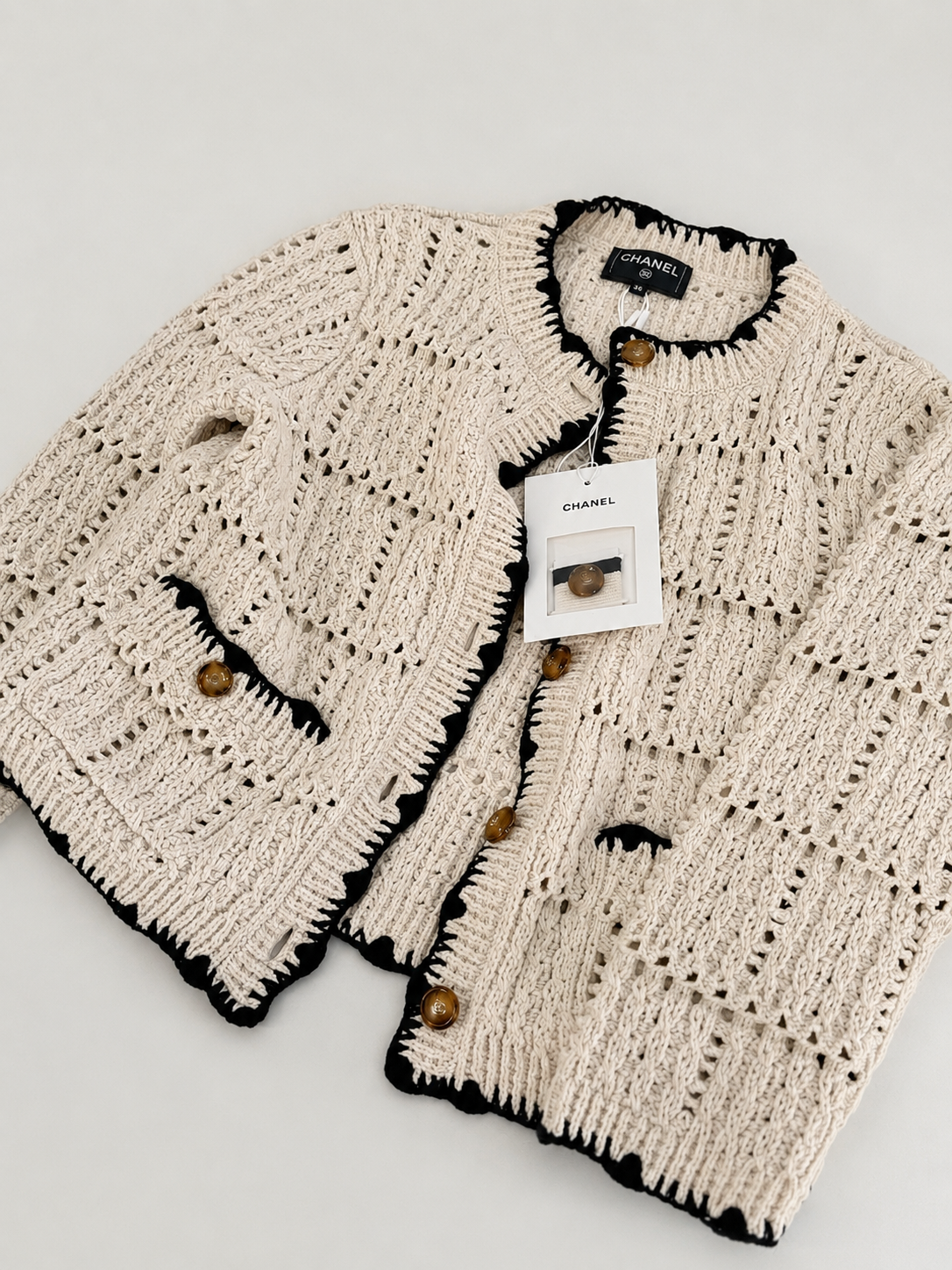 Chanel 26P Black and White Cardigan