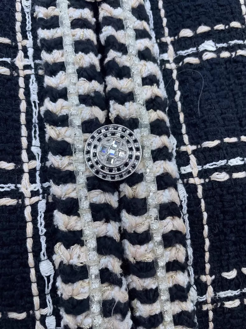 Chanel 23C black and white check tweed dress