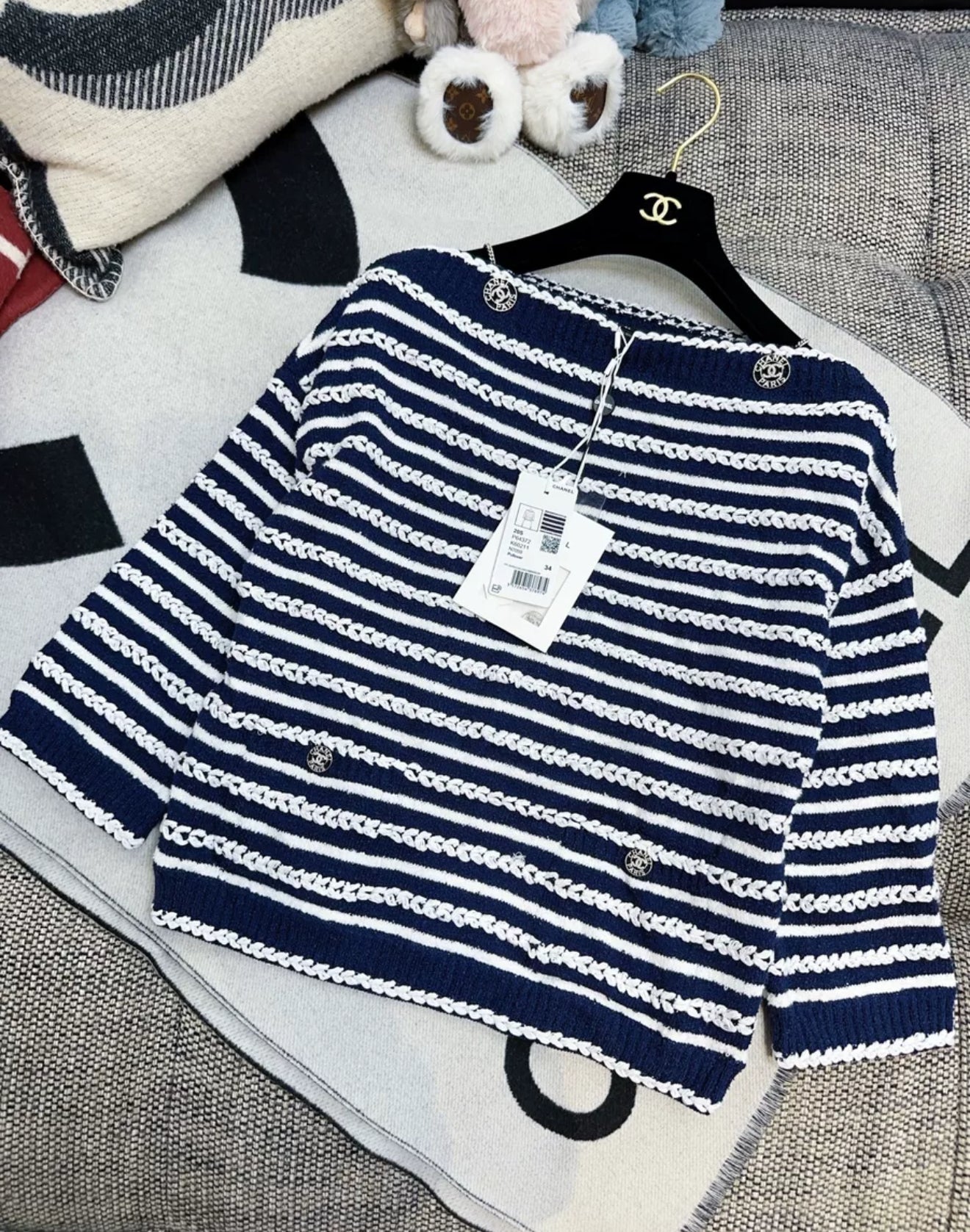 Chanel 20S Navy Striped Knit Top