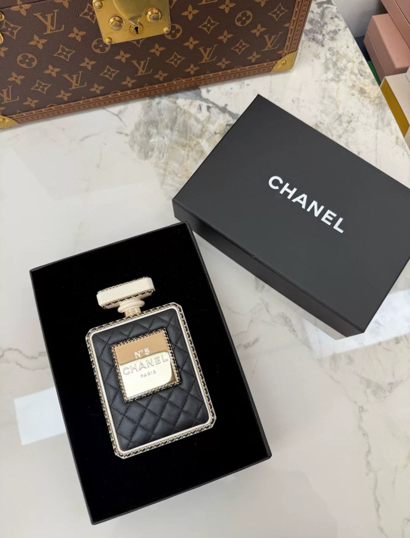 Chanel 22S limited edition White Quilted Leather Perfume Bottle