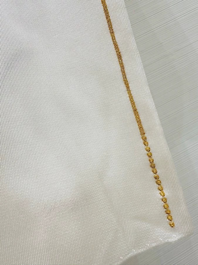 Chanel 26A gold-embroidered crew neck knit short-sleeved top, F42,