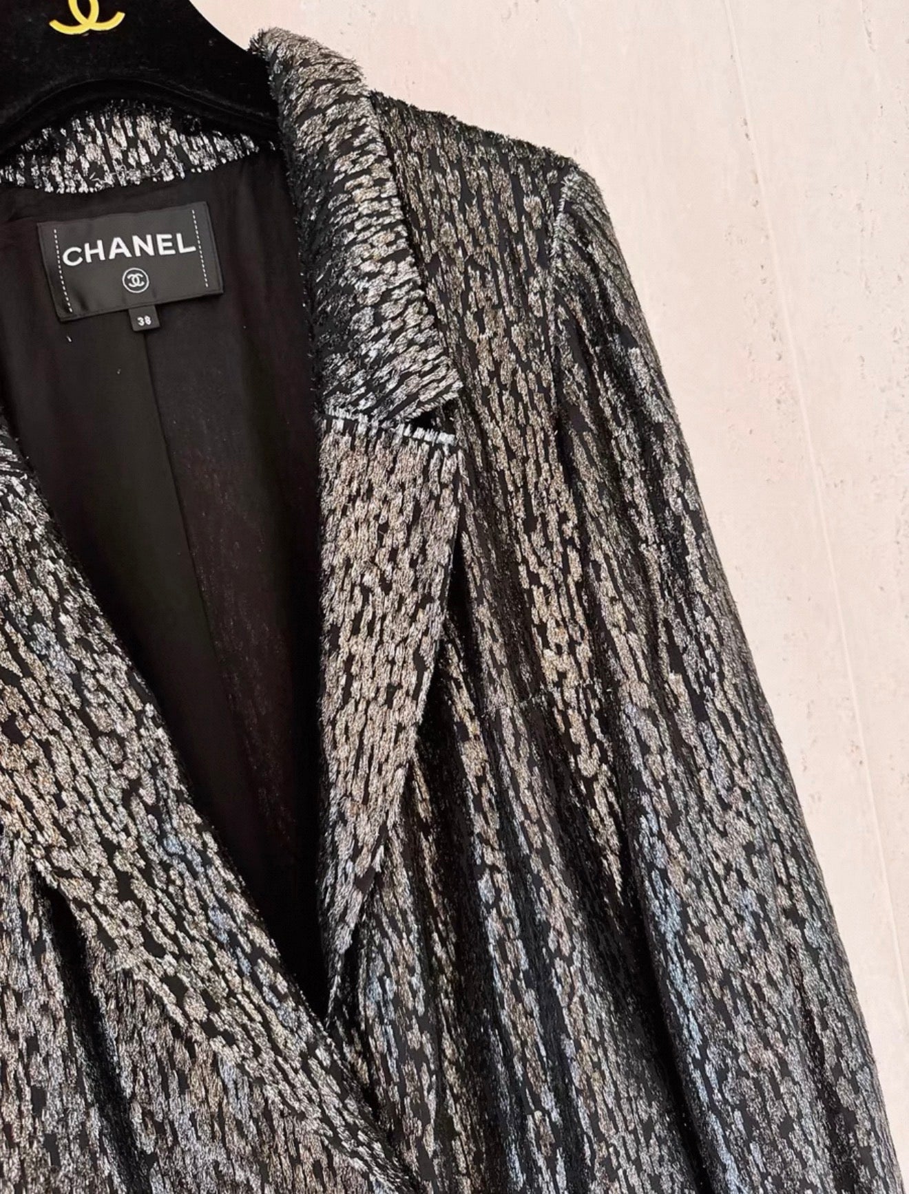Chanel 22K Black and Gold Silk Maxi Dress