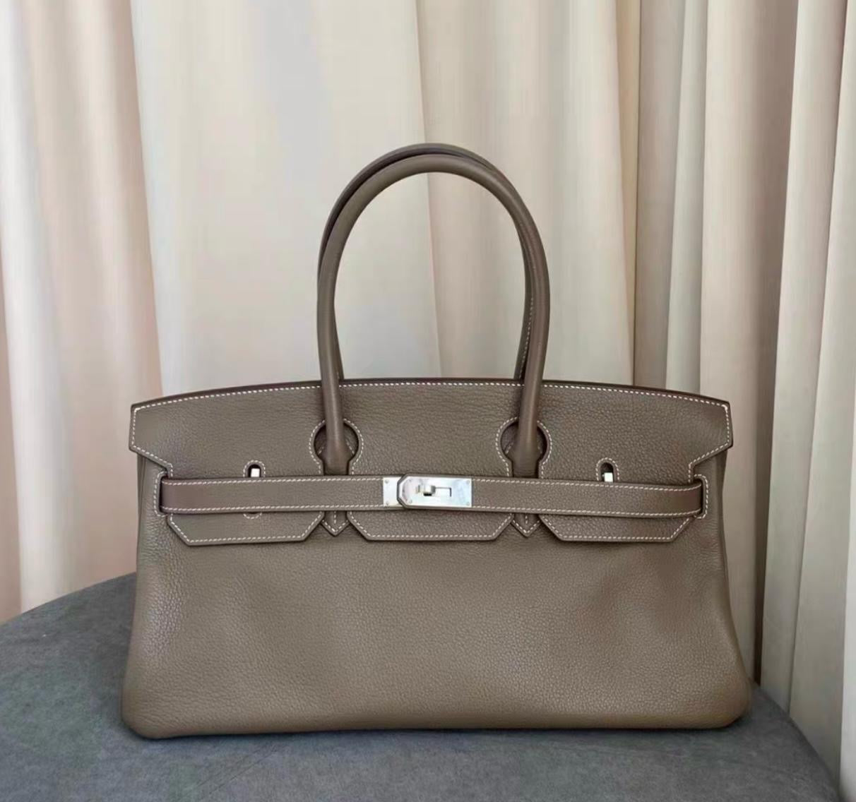 Hermes Birkin Shoulder Etoupe Togo Leather Palladium Hardware