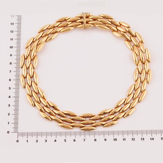 Cartier Vintage Zentian 5-row necklace / 3-row diamond semi-pave earring set