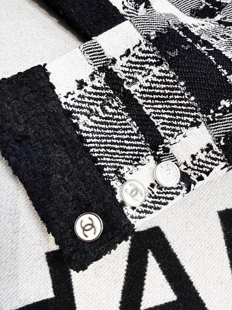 Chanel 23P black and white tweed jacket
