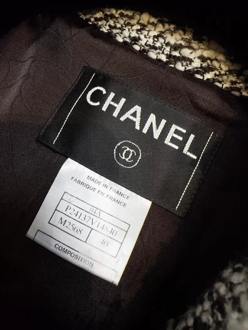Chanel 04A black and white tweed jacket