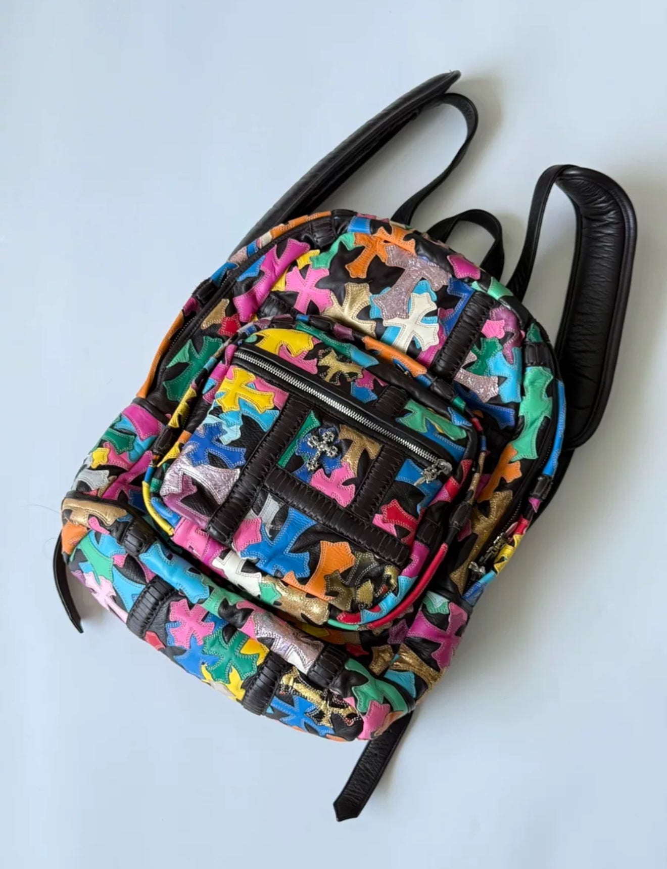 backpack multicolor leather backpack Chrome Hearts Multicolor Cross Leather Patch Backpack