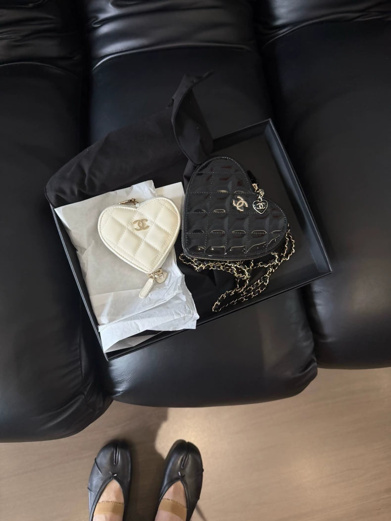 Chanel 23S Double Heart Bag in Black and White