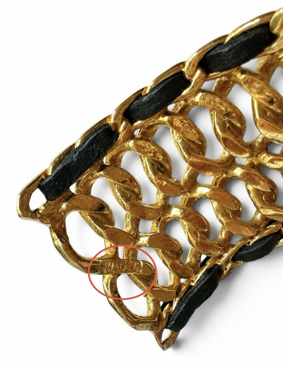 Chanel 24K Gold Plated Black Leather Statement Cuff Bracelet