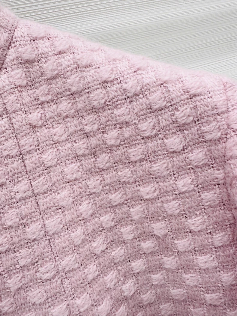Chanel 24K light pink wool tweed coat